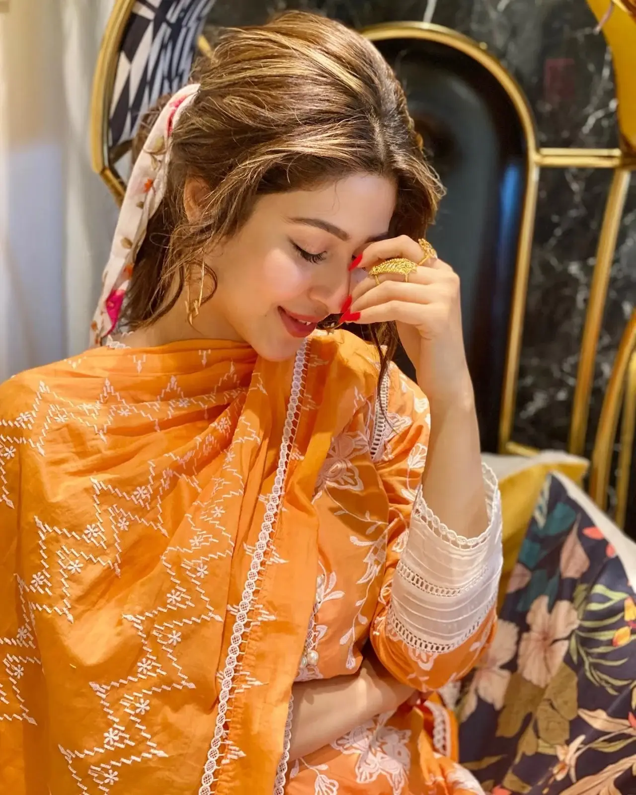 Sonarika Bhadoria in Traditional Orange Dress